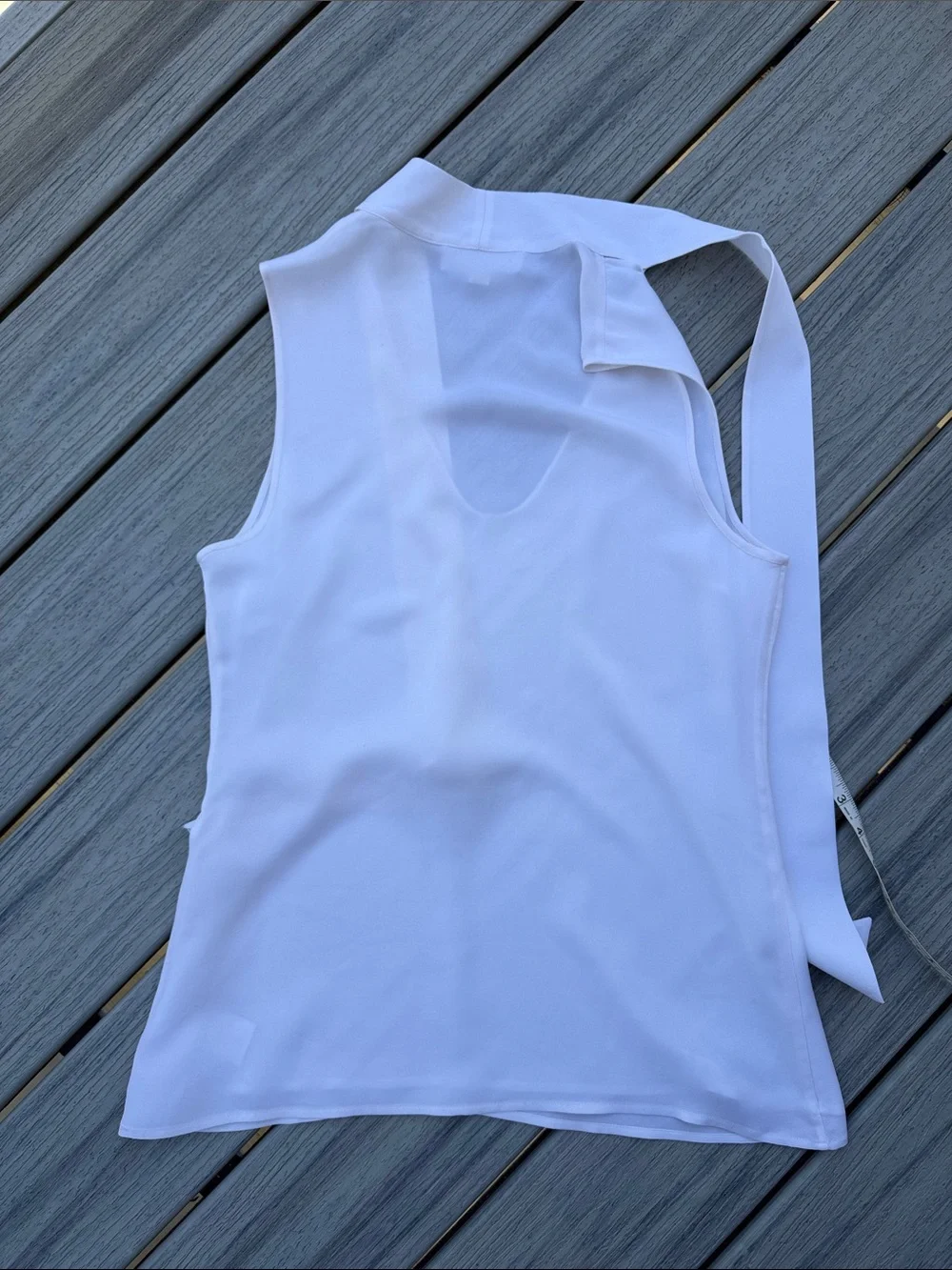 Michael Kors White Sleeveless Silk Tie-Neck Camisole